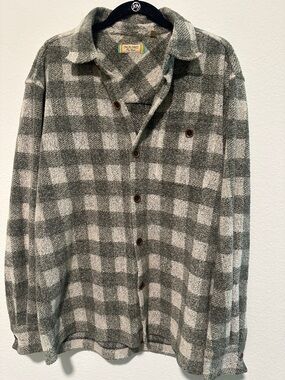 Vintage True Grit Green & White Plaid Shirt Jacket